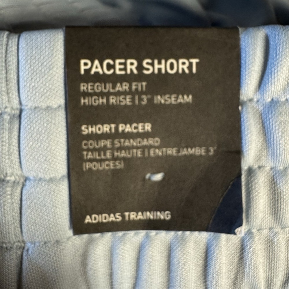 NWT Women's Adidas Pacer High Waisted Essentials Knit Shorts Light Blue‎ Size 2X
